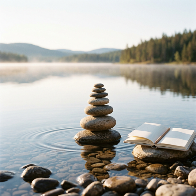 Harmonisk vy över stenar och blänkande vatten som symboliserar fokus